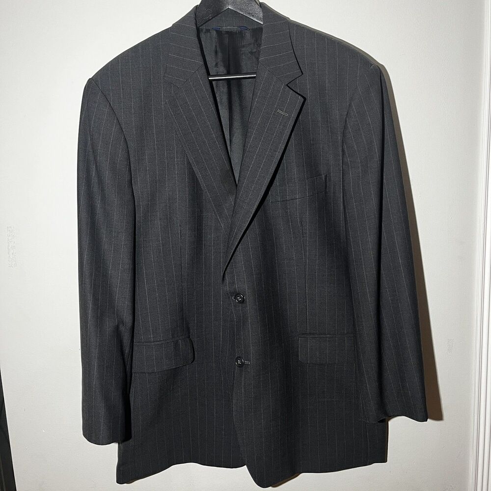 Men's Brooks Brothers 346 Stretch Charcoal Gray Pinstripe 43R Blazer Suit Jacket